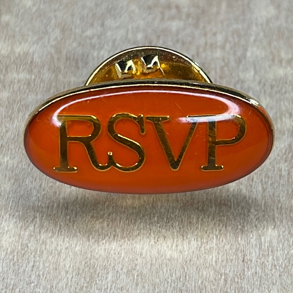 Vintage RSVP Orange & Gold Tone Lapel Pin